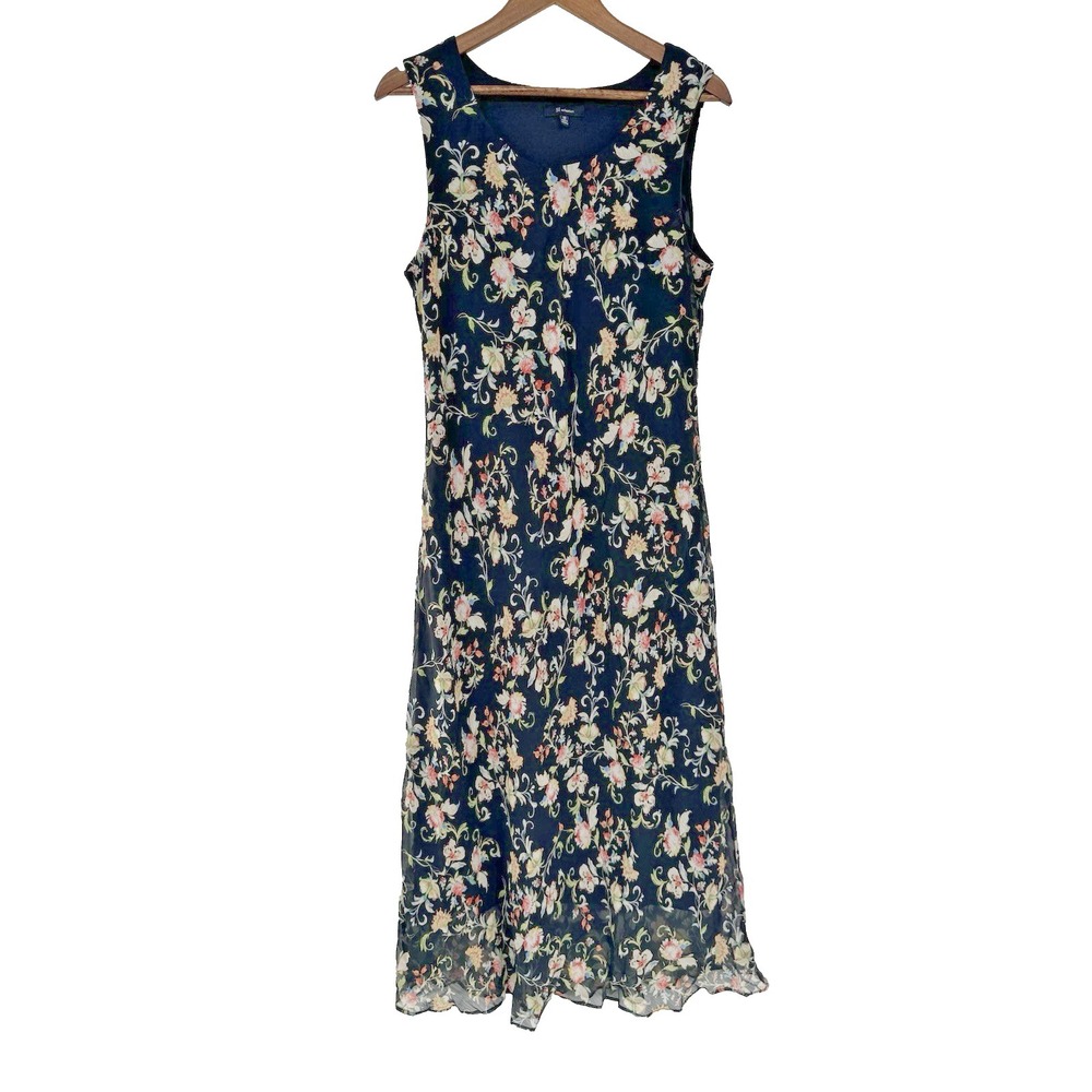 SI Collection Sz 18‎ Black Sleeveless Dress Lined Maxi Floral cottagecore fairy